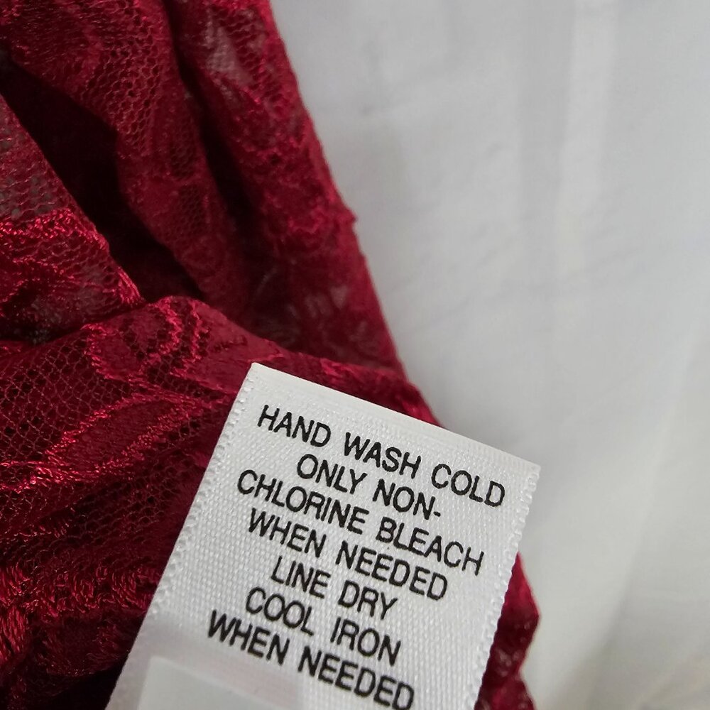 Apt 9 Blouse Red Lace Floral Goth Whimsigoth Dark Fairy Indie Grunge L - Picture 13 of 13